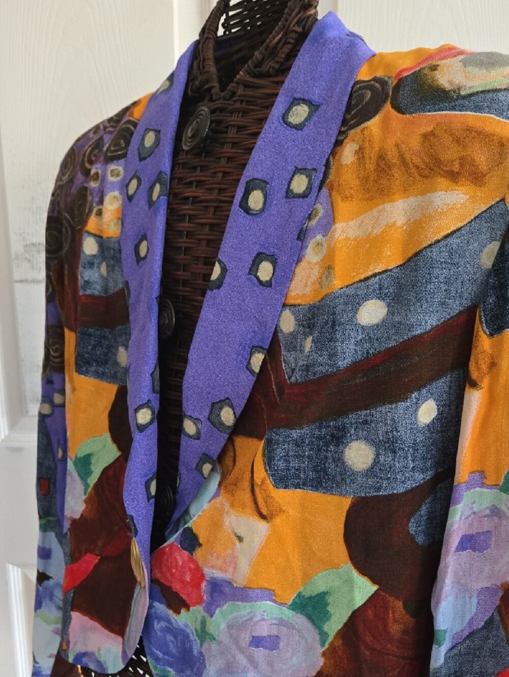 Carole Little Multicolor Abstract Blazer with Purple Accents-Size 12 - Picture 8 of 10